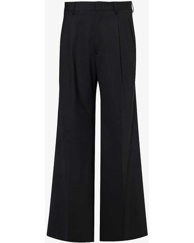 Etro Wide-leg Relaxed-fit Stretch-wool Trousers - Black