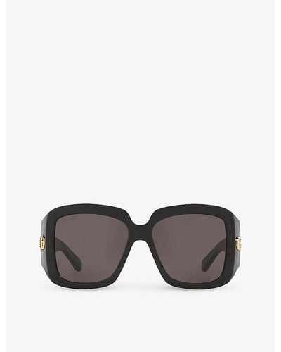 Gucci Gc002115 gg1402s Square-frame Acetate Sunglasses - Gray