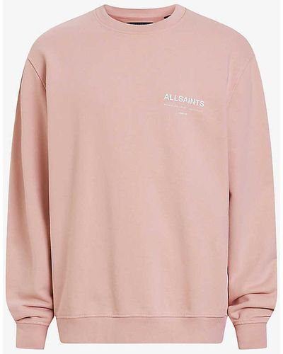 AllSaints Access Logo-print Organic-cotton Sweatshirt - Pink
