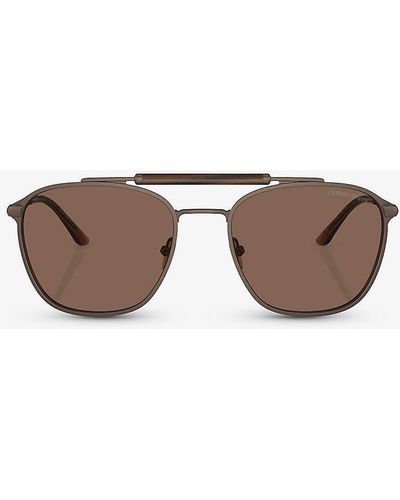 Giorgio Armani Ar6149 Square-frame Metal Sunglasses - Natural