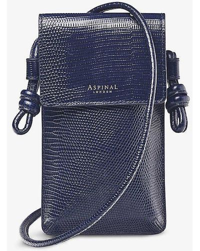 Aspinal of London Ella Grained-leather Cross-body Phone Case - Blue