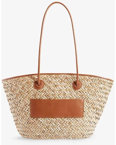 Claudie Pierlot Double-handle Open-top Straw Tote Bag - White