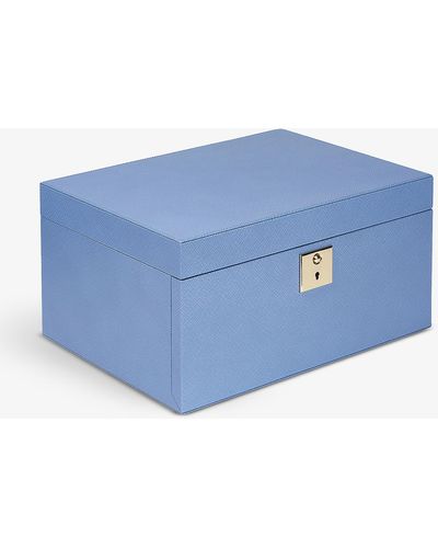 Smythson Panama 3-drawer Leather Jewellery Box - Blue