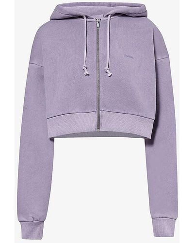 GYMSHARK Everywear Comfort Brand-print Cotton-jersey Hoody X - Purple