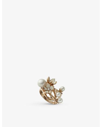 Shaun Leane Cherry Blossom Yellow Gold-plated Vermeil, Pearl And Diamond Ring - Metallic