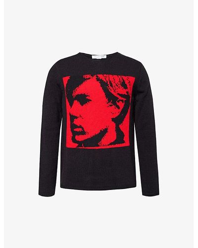 Comme des Garçons Andy Warhol Intarsia-motif Knitted Jumper X - Red