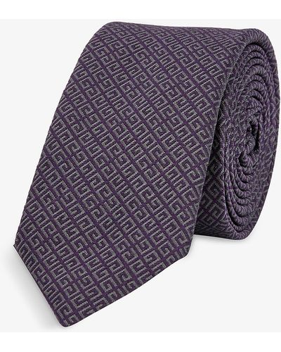 Givenchy 4g Logo-print Silk Tie - Purple