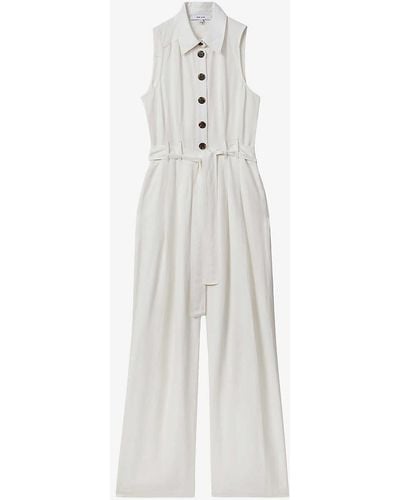 Reiss Perla Belted Woven Jumpsuit - White
