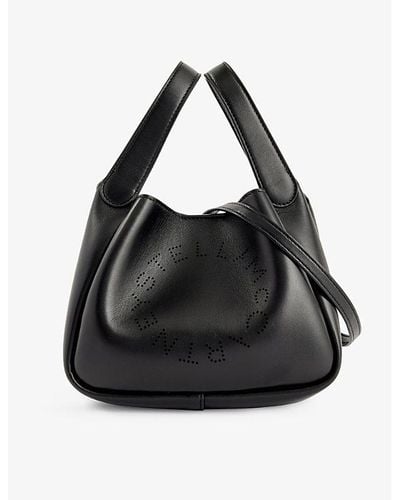 Stella McCartney Circle Logo-embossed Faux-leather Shoulder Bag - Black
