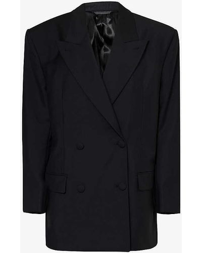 Givenchy Double-breasted Peak-lapel Wool-blend Blazer - Black