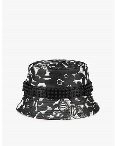 Christian Louboutin Bobino Spikes Graphic-print Cotton-canvas Bucket Hat - Black