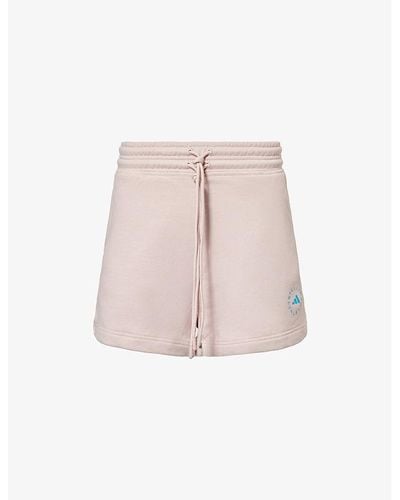 adidas By Stella McCartney Brand-embellished Organic-cotton Shorts - Pink