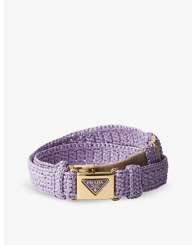 Prada Brand-plaque Woven Belt - Purple
