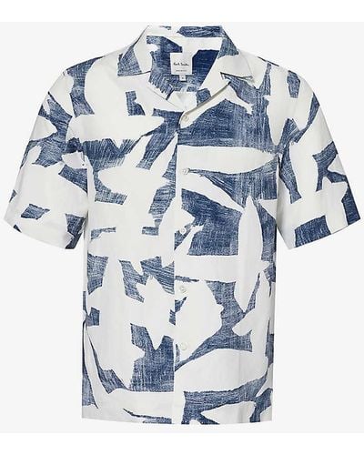 Paul Smith Vaycay Graphic-print Woven-blend Shirt - Blue