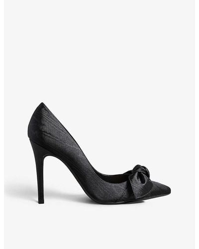 Ted Baker Hyana Bow-embellished Pointed-toe Cotton-blend Courts - Black
