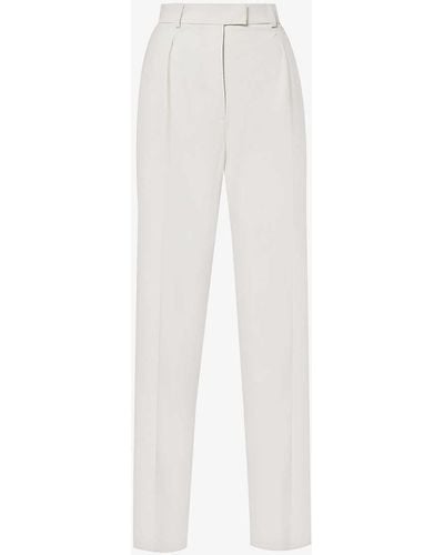 16Arlington Herus Welt-pocket High-rise Wide-leg Wool Trousers - White