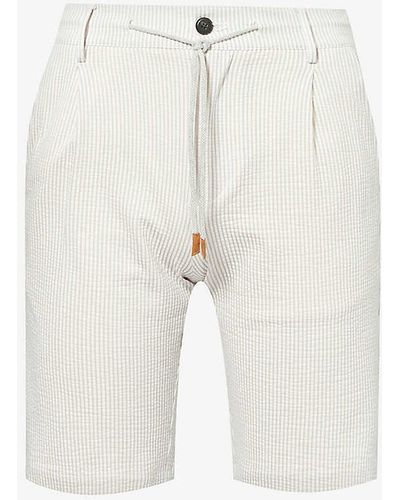 Eleventy Drawstring-waist Slip-pocket Cotton-blend Shorts - White