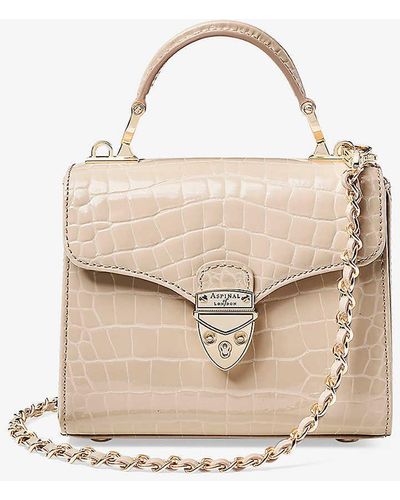 Aspinal of London Mayfair Mini Croc-embossed Leather Shoulder Bag - Natural