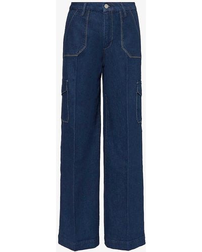 PAIGE Mid-rise Wide-leg Stretch-denim Jeans - Blue