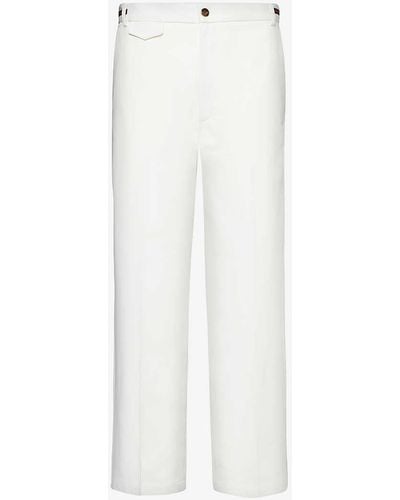Gucci Brand-embroidered Straight-leg Relaxed-fit Cotton Trousers - White