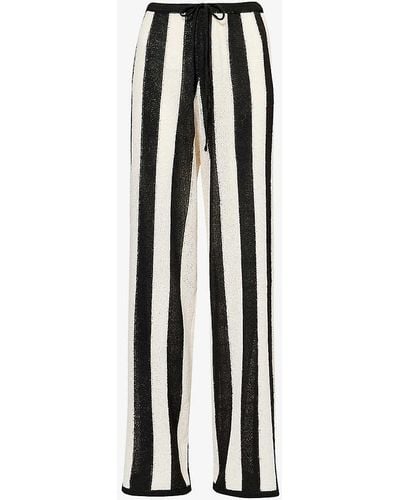 4th & Reckless Cuba -weave Straight-leg Knitted Trousers - White