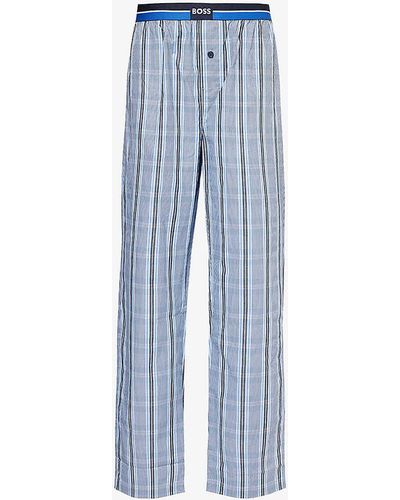 BOSS Urban Cotton-poplin Pyjama Bottoms - Blue