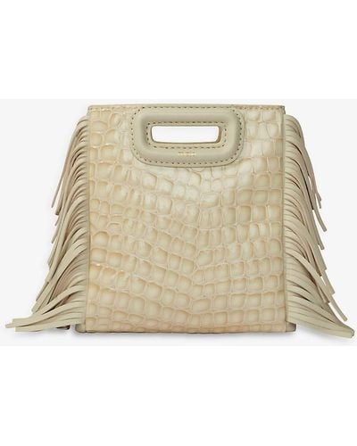 Maje M Mock-croc Embossed Small Leather Cross-body Bag - Natural