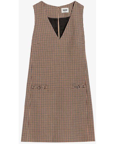Claudie Pierlot Rachel Check-pattern Stretch-woven Mini Dress - Brown