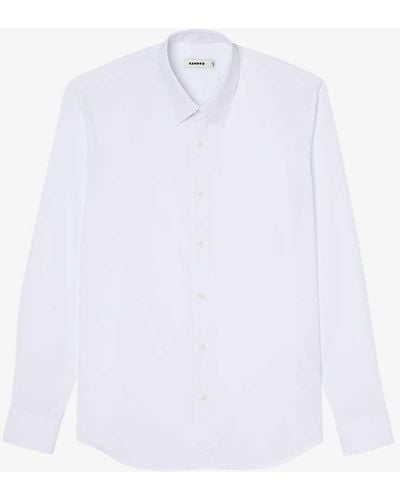 Sandro Seamless Regular-fit Pointed-collar Cotton Shirt - White