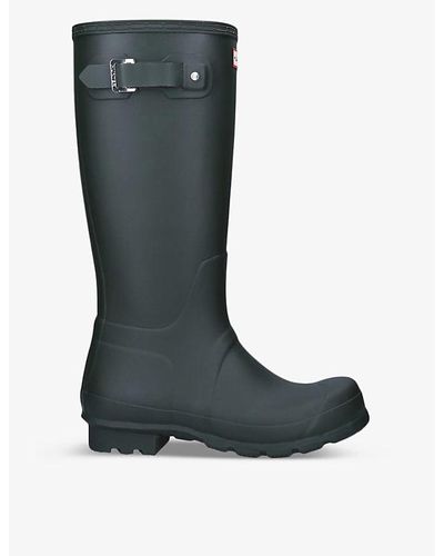 HUNTER Original Tall Vulcanised Natural-rubber Wellington Boots - Black