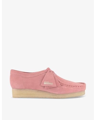 Clarks Wallabee Logo-tag Suede Shoes - Pink