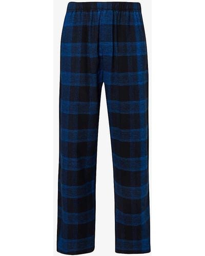 Calvin Klein Checked Straight-leg Cotton Pyjama Bottoms - Blue