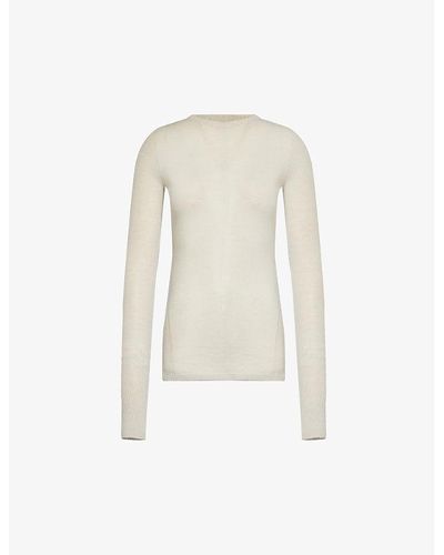 Rick Owens Long-sleeved Slim-fit Wool Knitted Top X - White