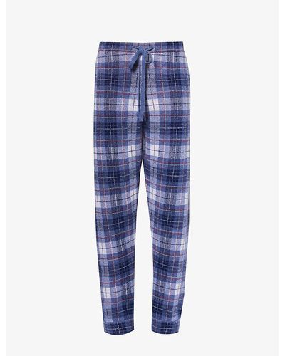 God's True Cashmere Unisex Checked Relaxed-fit Cashmere Pants X - Blue