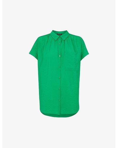 Whistles Nicola Relaxed-fit Short-sleeved Crepe Shirt - Green