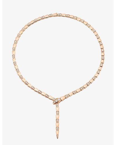 BVLGARI Serpenti Coiled-snake 18ct Rose-gold And 4.5ct Diamond Necklace - Natural