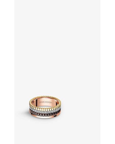 Boucheron Quatre Classique 18ct Yellow-gold, White-gold, Pink-gold And 0.24ct Diamond Ring