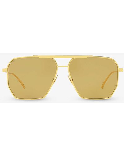 Bottega Veneta 6j000237 Bv1012s Pilot-frame Metal Sunglasses - Metallic