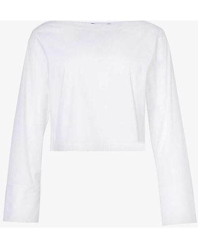 Theory Curved-hem Cotton-blend Top - White