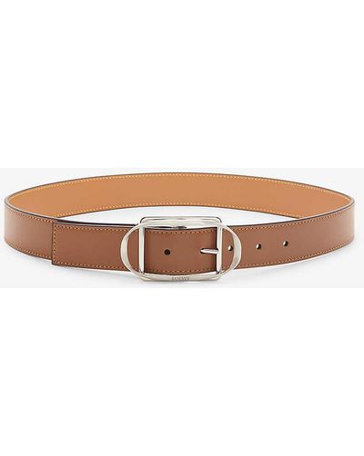Loewe Curved Buckle Leather Belt - White