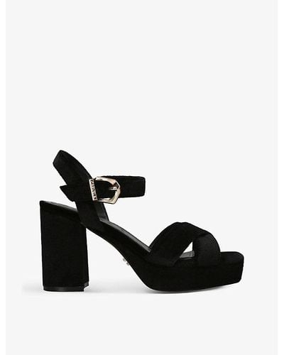 Carvela Kurt Geiger Serafina Cross-strap Velvet Platform Sandals - Black