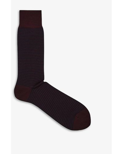 Reiss Mario Striped Cotton-blend Socks - Black