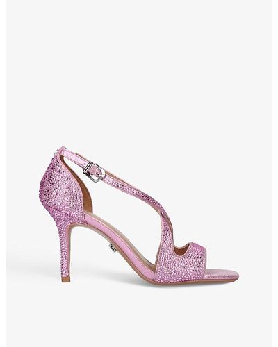 Carvela Kurt Geiger Symmetry Jewel-embellished Satin Heeled Sandals - Pink