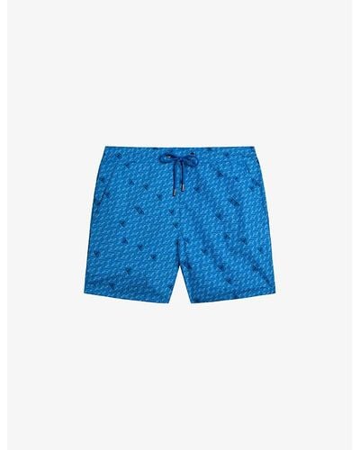 Ted Baker Renshaw Graphic-print Recycled-polyester Swim Shorts - Blue