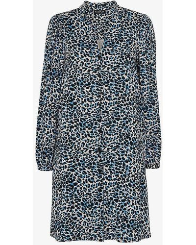 Whistles Eva Leopard-print Woven Mini Dress - Blue
