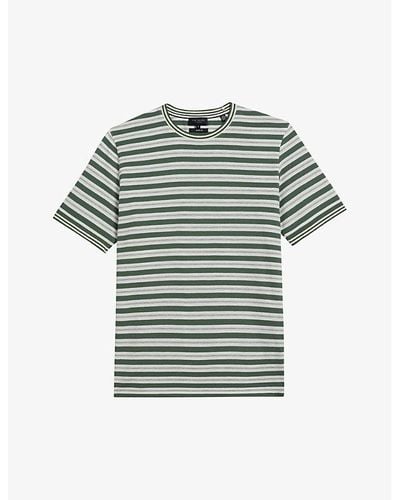 Ted Baker Vadell Striped Crewneck Cotton-blend T-shirt - Green