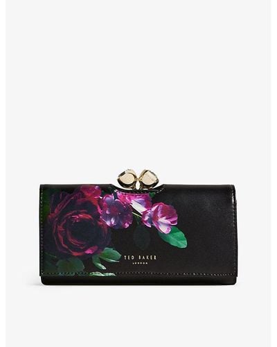 Ted Baker Allora Floral-printed Leather Purse - Black