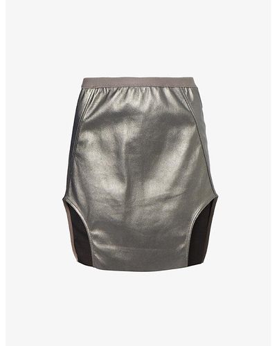 Rick Owens High-rise Metallic Leather Mini Skirt - Gray