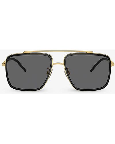 Dolce & Gabbana Dg2220 Square-frame Metal Sunglasses - Grey