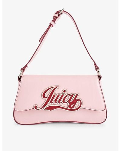Juicy Couture Branded-plaque Faux-leather Shoulder Bag - Pink